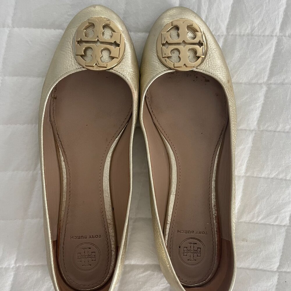 Metallic Gold Tory Burch Flats